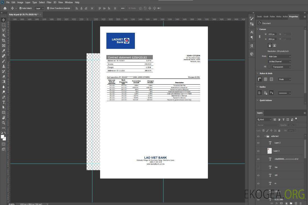 Laos Relevé de la Banque Lao Viet template Laos Relevé de la Banque Lao Viet template